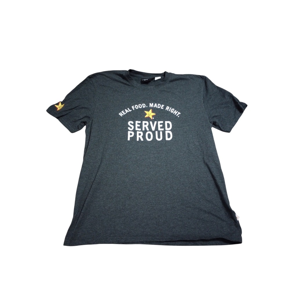 WearGuard Hardees Carls Jr Served Proud Graphic T-Shirt Charcoal Heather Large